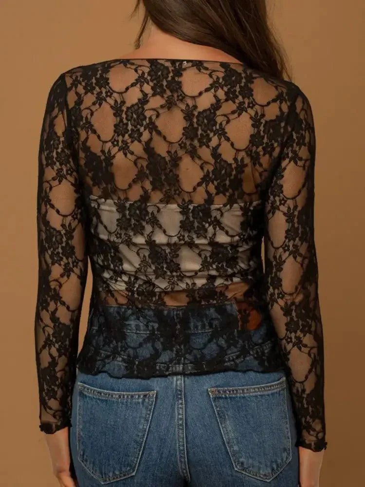 Mesh Floral Lace Long Sleeve T-Shirt - Update AvenueT-ShirtsTrendsi100100451978847100100451978847df59c113090a4a67a27fd87dadab34fe - Max - OriginBlack