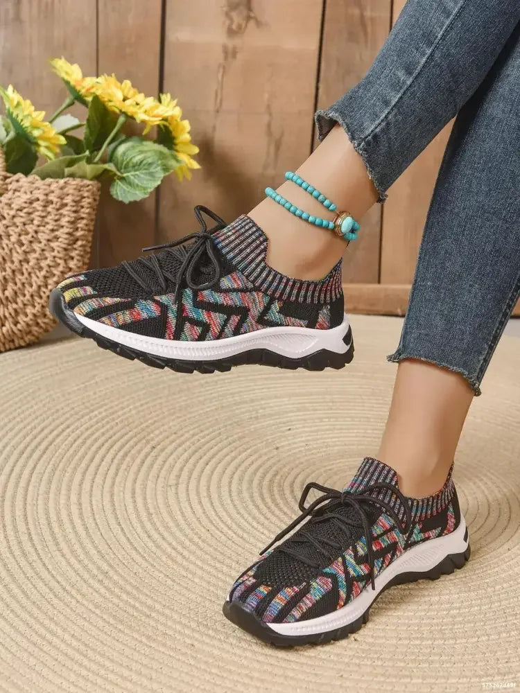 Mesh Knit Lace Up Athletic