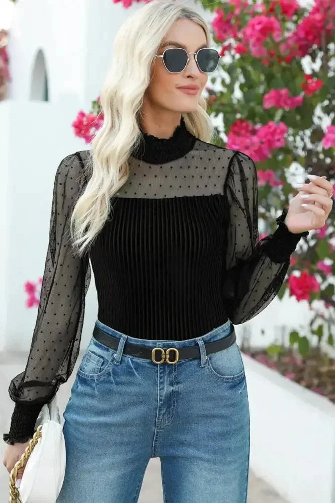 Mesh Long Sleeve Velvet Bodysuit - Update AvenueTrendsi10010110202370510010110202370548494960 - 2e89 - 4045 - 917b - f935ff2526de - MaxBlack