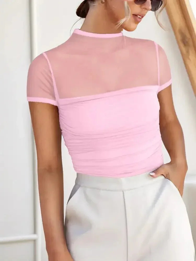 Mesh Mock Neck Short Sleeve T-Shirt - Update AvenueT-ShirtsTrendsi100100189880724100100189880724b5475ff9 - 9045 - 4aef - 9604 - 8fc741c33c23 - Max - OriginPink