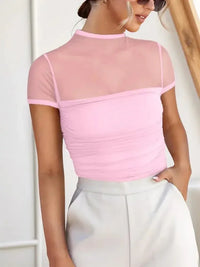 Mesh Mock Neck Short Sleeve T-Shirt - Update AvenueT-ShirtsTrendsi100100189880724100100189880724b5475ff9 - 9045 - 4aef - 9604 - 8fc741c33c23 - Max - OriginPink