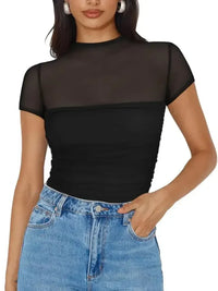 Mesh Mock Neck Short Sleeve T-Shirt - Update AvenueT-ShirtsTrendsi10010018988141710010018988141781390f64 - b373 - 4648 - 8ee4 - e03eaaa6309c - Max - OriginBlack
