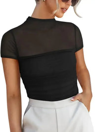 Mesh Mock Neck Short Sleeve T-Shirt - Update AvenueT-ShirtsTrendsi1001001898814171001001898814171da57190 - 1b1a - 4d6b - 8ac5 - 2627cf313ced - Max - OriginBlack
