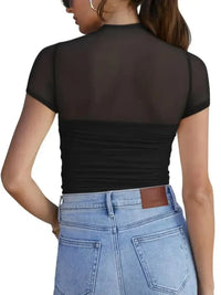 Mesh Mock Neck Short Sleeve T-Shirt - Update AvenueT-ShirtsTrendsi10010018988141710010018988141718835145 - 14df - 4667 - 9186 - eabaaf870aa6 - Max - OriginBlack