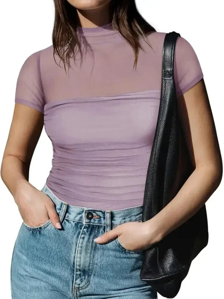 Mesh Mock Neck Short Sleeve T-Shirt - Update AvenueT-ShirtsTrendsi100100189887456100100189887456d1abf73a - 2eae - 4602 - ba16 - 69ebd8d17d89 - Max - OriginLilac