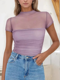 Mesh Mock Neck Short Sleeve T-Shirt - Update AvenueT-ShirtsTrendsi100100189887456100100189887456f4655bc0 - 99a0 - 49f8 - aaaa - 91d7a6a7edeb - Max - OriginLilac