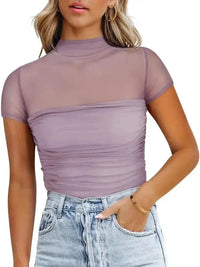 Mesh Mock Neck Short Sleeve T-Shirt - Update AvenueT-ShirtsTrendsi100100189887456100100189887456cc4fe569 - dcdf - 44ab - b74e - a5b104c65449 - Max - OriginLilac