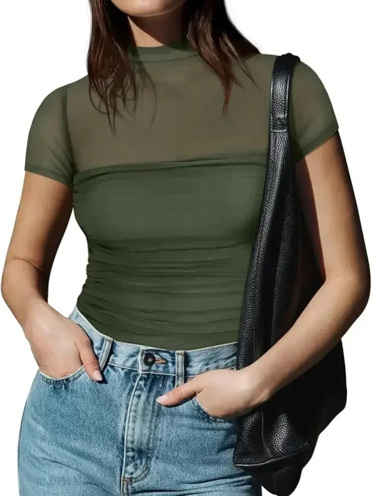 Mesh Mock Neck Short Sleeve T-Shirt - Update AvenueT-ShirtsTrendsi100100189887793100100189887793bda65fd3 - 9fb8 - 47a6 - 8c30 - f754e675ea36 - Max - OriginBlack Forest