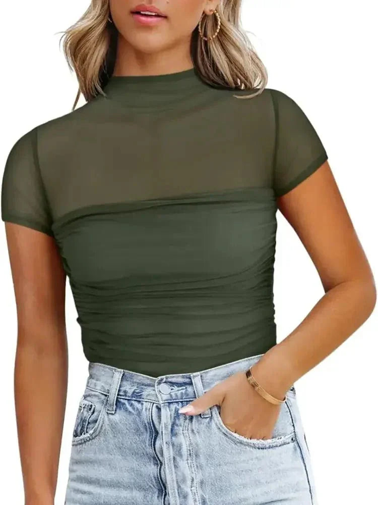 Mesh Mock Neck Short Sleeve T-Shirt - Update AvenueT-ShirtsTrendsi1001001898877931001001898877937b51a129 - f62f - 48e7 - 9cfe - 9d805f2cb9dd - Max - OriginBlack Forest