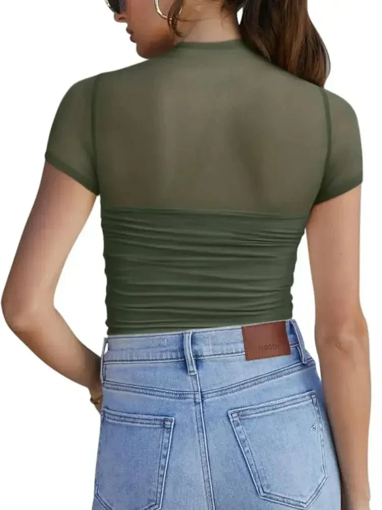 Mesh Mock Neck Short Sleeve T-Shirt - Update AvenueT-ShirtsTrendsi1001001898877931001001898877932992e860 - 64ae - 45c5 - 84f4 - 3cd006c8fb6c - Max - OriginBlack Forest