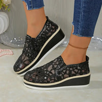 Mesh Platform Wedge Slip-Ons