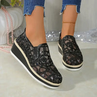 Mesh Platform Wedge Slip-Ons