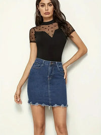 Mesh Polka Dot Mock Neck Top - Update AvenueT-ShirtsTrendsi100100836154016100100836154016cb275989 - 970c - 4c8a - 863a - fa71cbfb4d82 - Max - OriginBlack