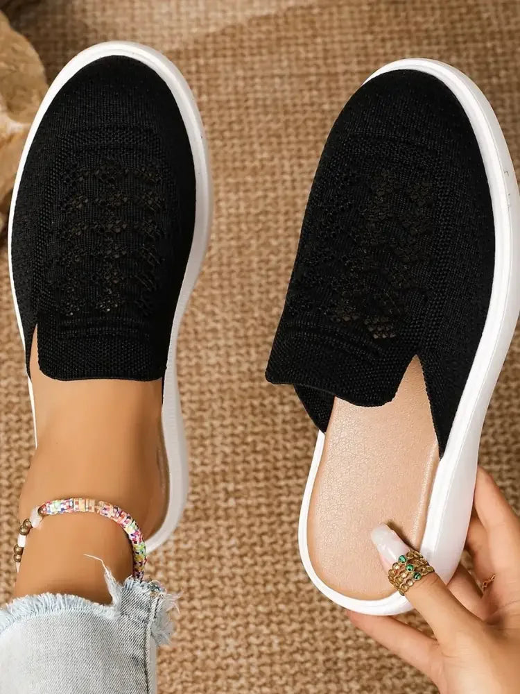 Mesh Round Toe Platform Slip-Ons