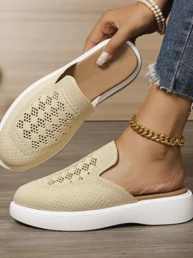 Mesh Round Toe Platform Slip-Ons