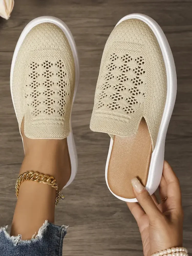 Mesh Round Toe Platform Slip-Ons
