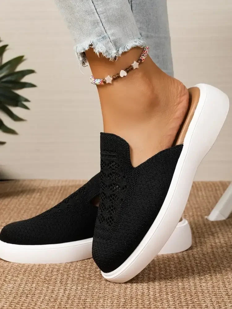 Mesh Round Toe Platform Slip-Ons