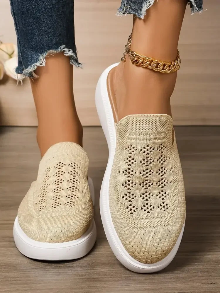 Mesh Round Toe Platform Slip-Ons