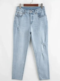 Mid Rise Ankle-Length Distressed Skinny Jeans