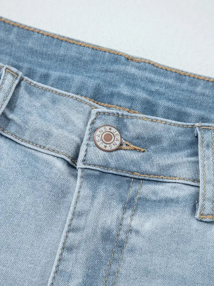 Mid Rise Ankle-Length Distressed Skinny Jeans