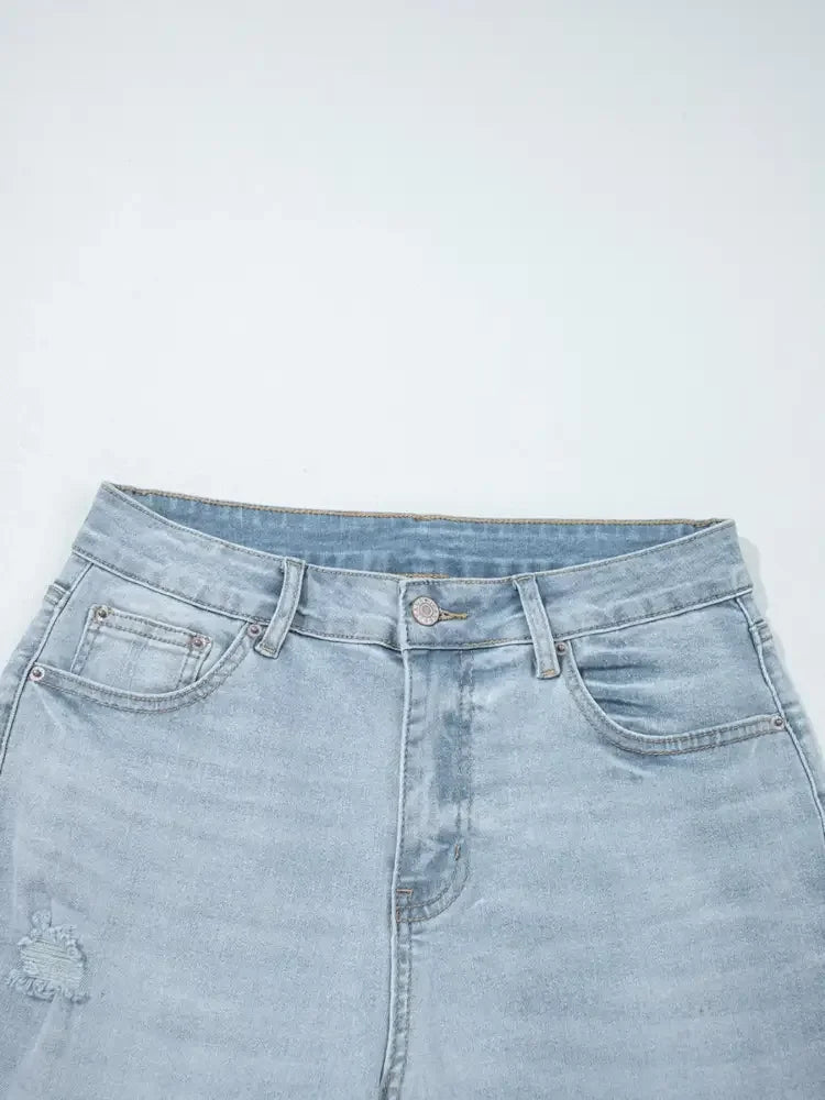 Mid Rise Ankle-Length Distressed Skinny Jeans