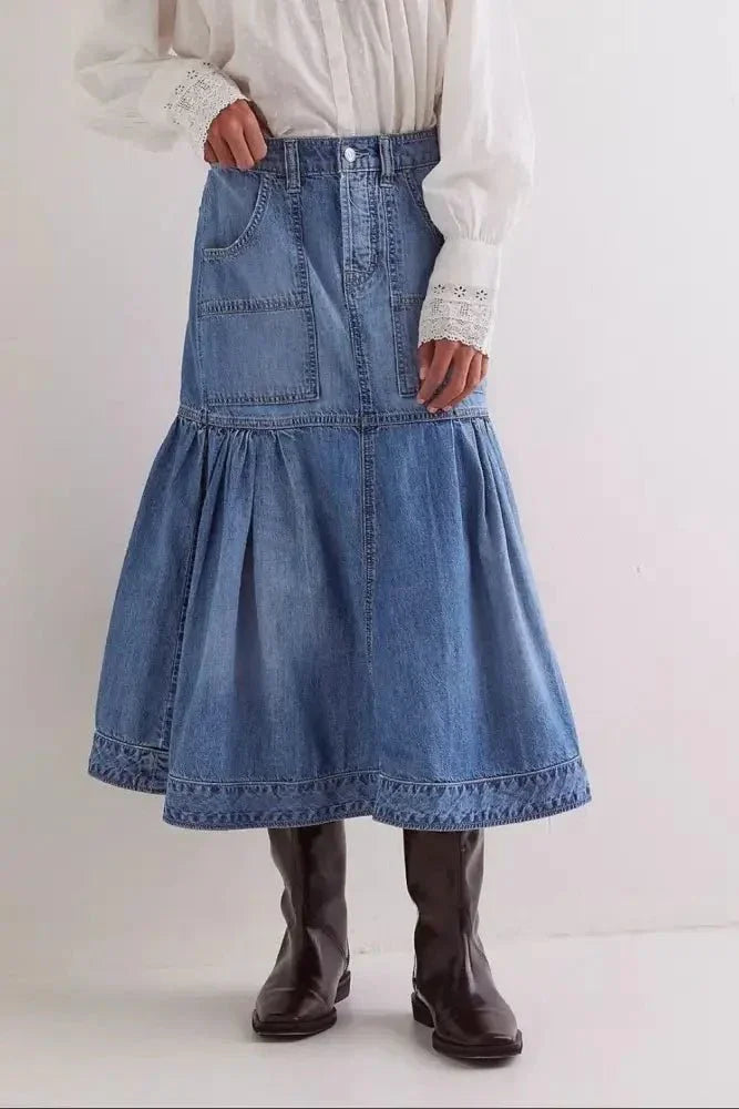 Midi Denim Skirt with Pockets - Update AvenueDenim Dresses & SkirtsTrendsi100100752947917100100752947917ffc4091a - 70b7 - 49bb - a37b - ffab46a11f93 - MaxMedium