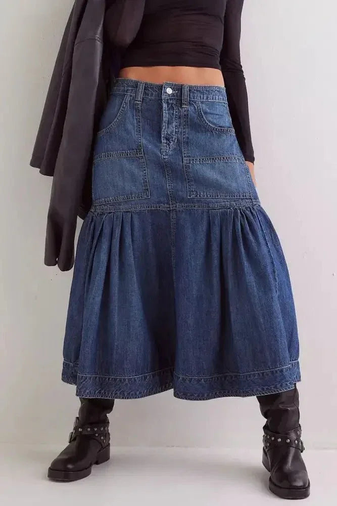 Midi Denim Skirt with Pockets - Update AvenueDenim Dresses & SkirtsTrendsi1001007529499601001007529499608e2f2f05 - 2c54 - 4b2f - 8ca0 - 1144b0fd44be - MaxDark