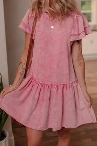 Mineral Wash Raw Edge Ruffle Mini Dress - Update AvenueEffortless Elegance: DressesTrendsi100100546938768100100546938768cbf6f48f - 660d - 4d2e - 9cca - 85e24df34467 - Max - OriginDusty Pink