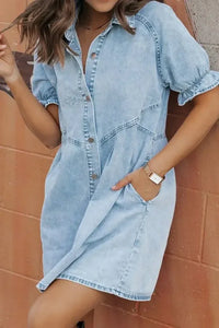 Mineral Wash Ruffle Sleeve Denim Dress - Update AvenueDenim Dresses & SkirtsTrendsi100100664980512100100664980512d22e5a25 - 6eec - 4fdc - 968b - 88646f008183 - Max - OriginLight Blue