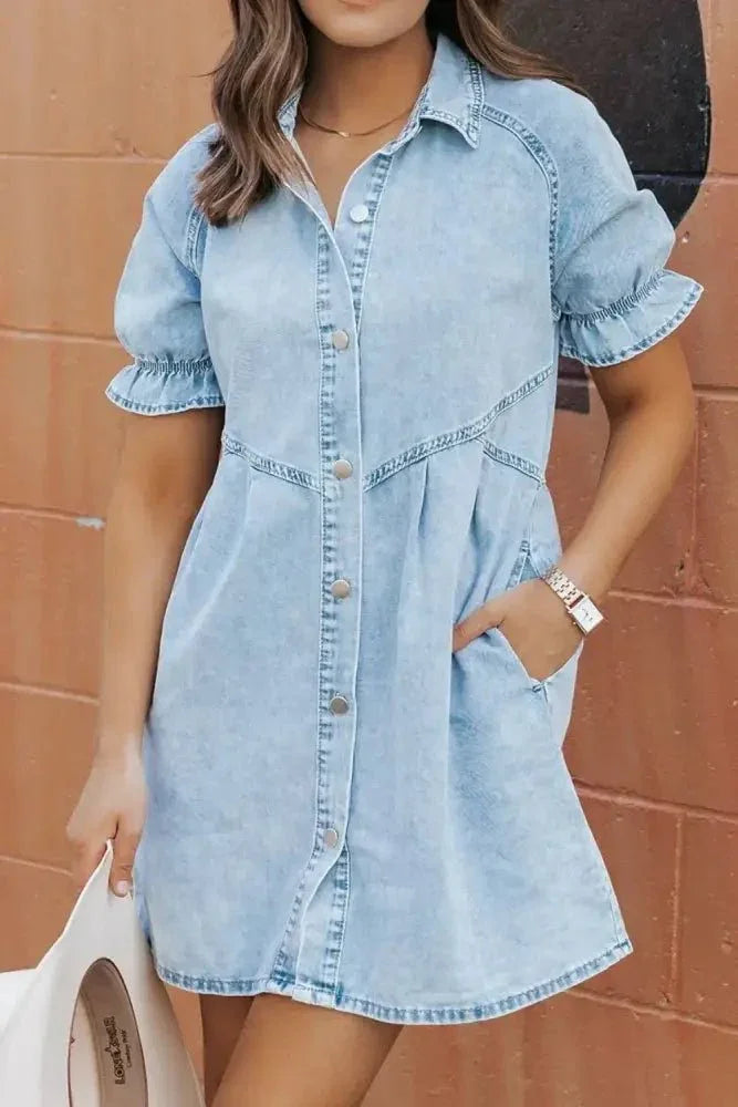 Mineral Wash Ruffle Sleeve Denim Dress - Update AvenueDenim Dresses & SkirtsTrendsi10010066498051210010066498051265e0f6ef - f414 - 44fd - 9275 - a2d6be913b88 - Max - OriginLight Blue