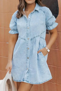 Mineral Wash Ruffle Sleeve Denim Dress - Update AvenueDenim Dresses & SkirtsTrendsi10010066498051210010066498051265e0f6ef - f414 - 44fd - 9275 - a2d6be913b88 - Max - OriginLight Blue