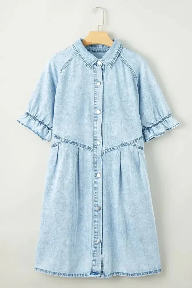 Mineral Wash Ruffle Sleeve Denim Dress - Update AvenueDenim Dresses & SkirtsTrendsi1001006649805121001006649805123c1baa63 - 3dd9 - 4454 - aafa - 44e74d58503f - Max - OriginLight Blue