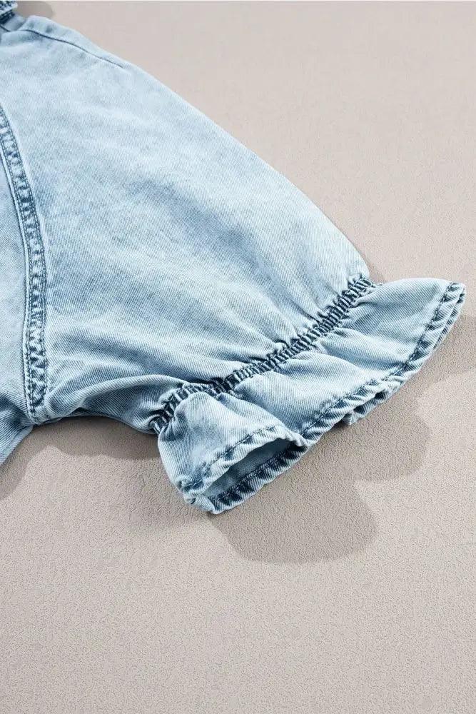 Mineral Wash Ruffle Sleeve Denim Dress - Update AvenueDenim Dresses & SkirtsTrendsi1001006649805121001006649805126fe5c310 - bf9c - 4783 - 9ca2 - d1119b4eb100 - Max - OriginLight Blue