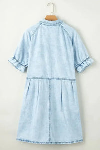 Mineral Wash Ruffle Sleeve Denim Dress - Update AvenueDenim Dresses & SkirtsTrendsi100100664980512100100664980512f593bbe5 - d510 - 40cd - 8f15 - d1dc4f55fa19 - Max - OriginLight Blue