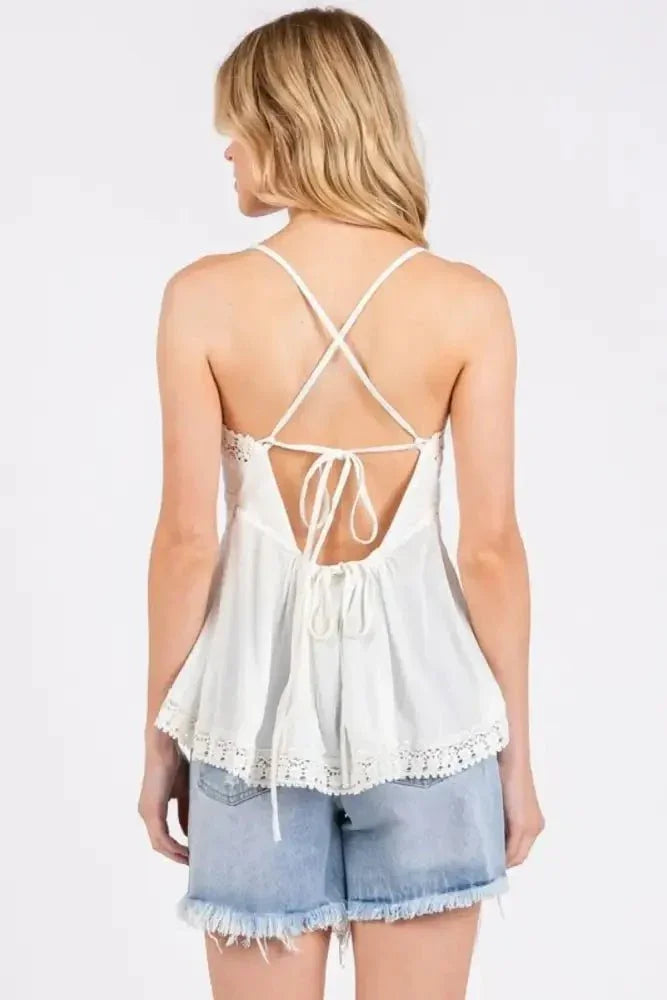 Mittoshop Crisscross Back Lace Detail V - Neck Cami - Update AvenueVacation StyleTrendsi100100742041109100100742041109b3fbb2e7 - 5e56 - 4e26 - 8ac4 - 827ad606affa - MaxIvory
