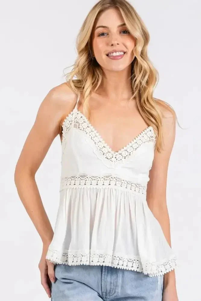Mittoshop Crisscross Back Lace Detail V - Neck Cami - Update AvenueVacation StyleTrendsi10010074204110910010074204110928383d01 - 4631 - 4539 - 8c25 - e3cf89fe6f70 - MaxIvory