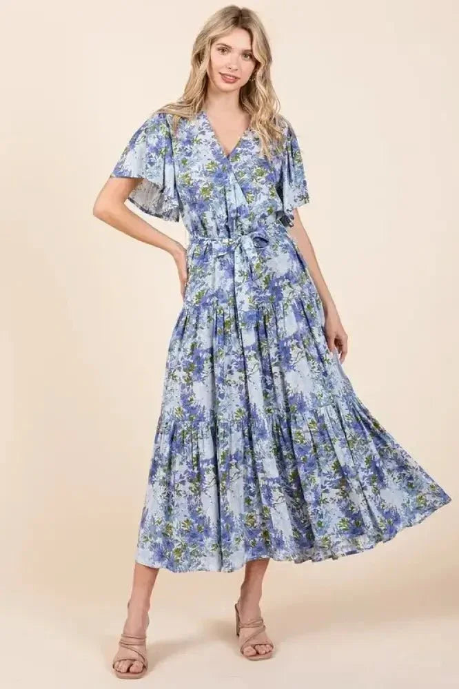 Mittoshop Floral Tie Waist Flutter Sleeve Tiered Dress - Update AvenueVacation StyleTrendsi1001002694413561001002694413567cd93a37 - c260 - 4fb9 - aa15 - afcb3aca7b26 - MaxDusty Blue