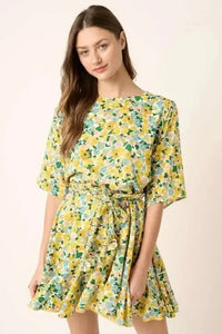 Mittoshop Floral Tie Waist Half Sleeve Mini Dress - Update AvenueVacation StyleTrendsi100100211651655100100211651655dedcc873 - 74f6 - 4f91 - b1af - 06f6c3a73530 - MaxYellow Combo