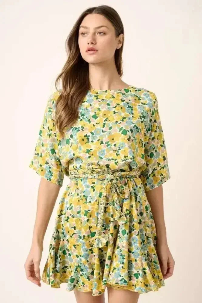 Mittoshop Floral Tie Waist Half Sleeve Mini Dress - Update AvenueVacation StyleTrendsi100100211651655100100211651655b088042c - eb16 - 40b6 - a16b - a3c5730b1ffb - MaxYellow Combo