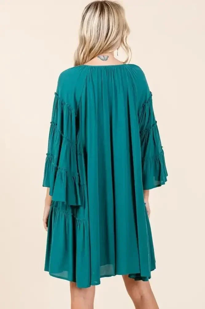 Mittoshop Frill Tie Neck Bell Sleeve Dress - Update AvenueVacation StyleTrendsi100100233151803100100233151803c68bd337 - 7478 - 4fce - b889 - 57532bb6ad7d - MaxTeal Green