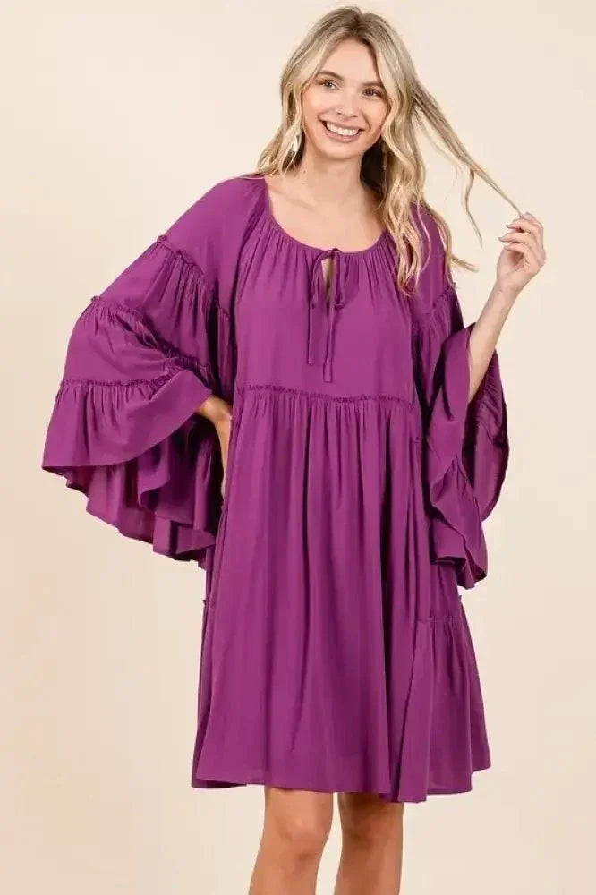 Mittoshop Frill Tie Neck Bell Sleeve Dress - Update AvenueVacation StyleTrendsi100100543571966100100543571966da5bed88 - 3589 - 4829 - 8e7f - 1bfc6b09bbc7 - MaxRed - Violet