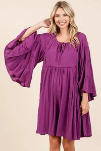 Mittoshop Frill Tie Neck Bell Sleeve Dress - Update AvenueVacation StyleTrendsi100100543571966100100543571966540cb660 - 1112 - 4cee - 84b5 - 26abd507a171 - MaxRed - Violet