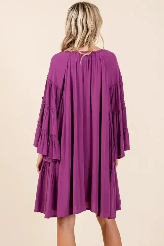 Mittoshop Frill Tie Neck Bell Sleeve Dress - Update AvenueVacation StyleTrendsi10010054357196610010054357196640779ef0 - 13ed - 4c0e - 8099 - c6c5678f8b19 - MaxRed - Violet