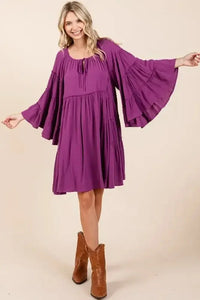Mittoshop Frill Tie Neck Bell Sleeve Dress - Update AvenueVacation StyleTrendsi100100543571966100100543571966c8a04bdf - 4afe - 41b0 - 9999 - a951b7458df2 - MaxRed - Violet