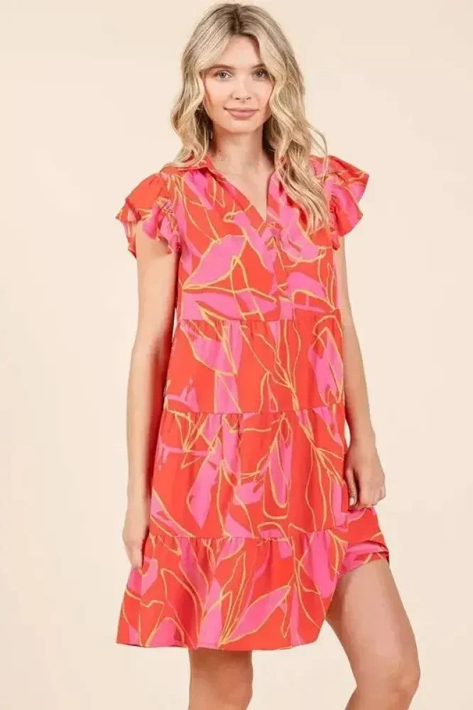 Mittoshop Leaf Print Ruffle Sleeve Tiered Mini Dress - Update AvenueVacation StyleTrendsi1001006574311411001006574311412260ca95 - 122b - 4dee - b867 - 6700aa1115de - MaxCoral