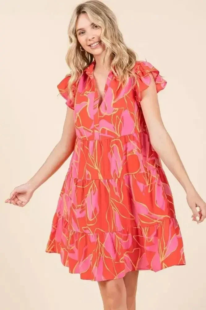 Mittoshop Leaf Print Ruffle Sleeve Tiered Mini Dress - Update AvenueVacation StyleTrendsi100100657431141100100657431141703f1857 - 3002 - 491e - 8184 - e6ee6931c42a - MaxCoral