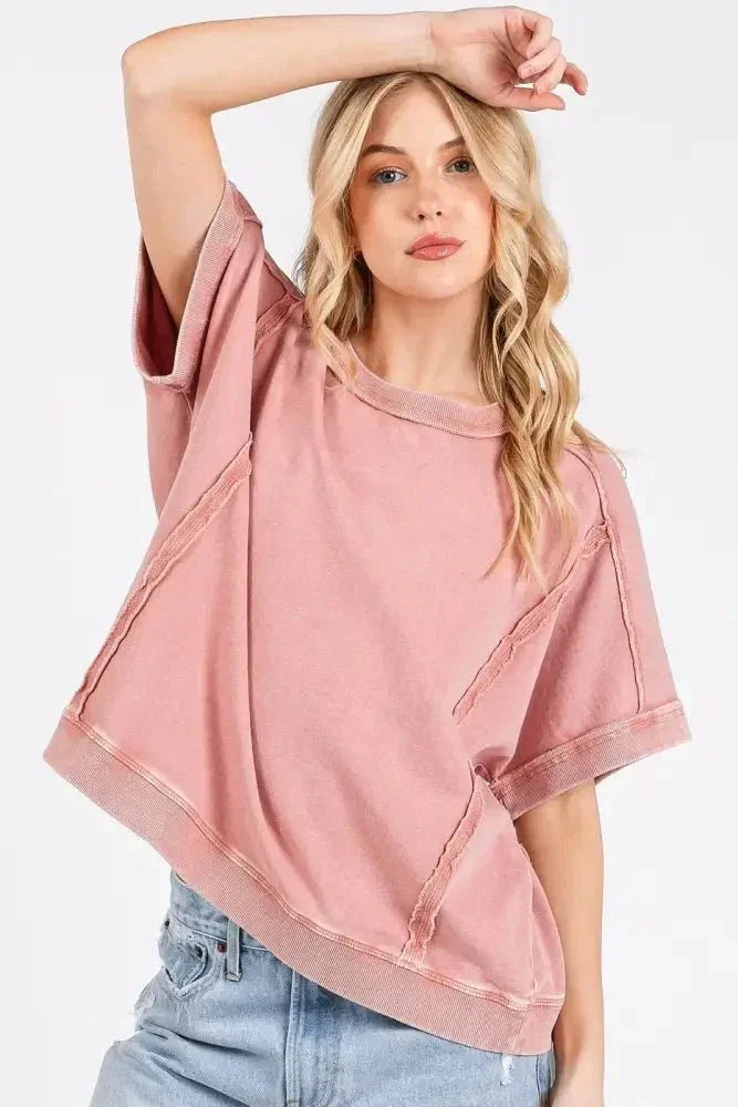 Mittoshop Mineral Wash French Terry Crew Neck Casual Top - Update AvenueT-ShirtsTrendsi1001001485817491001001485817490286f5ce0cc54014a742c09a98b4c8fb - Max - OriginANTIQUE PINK