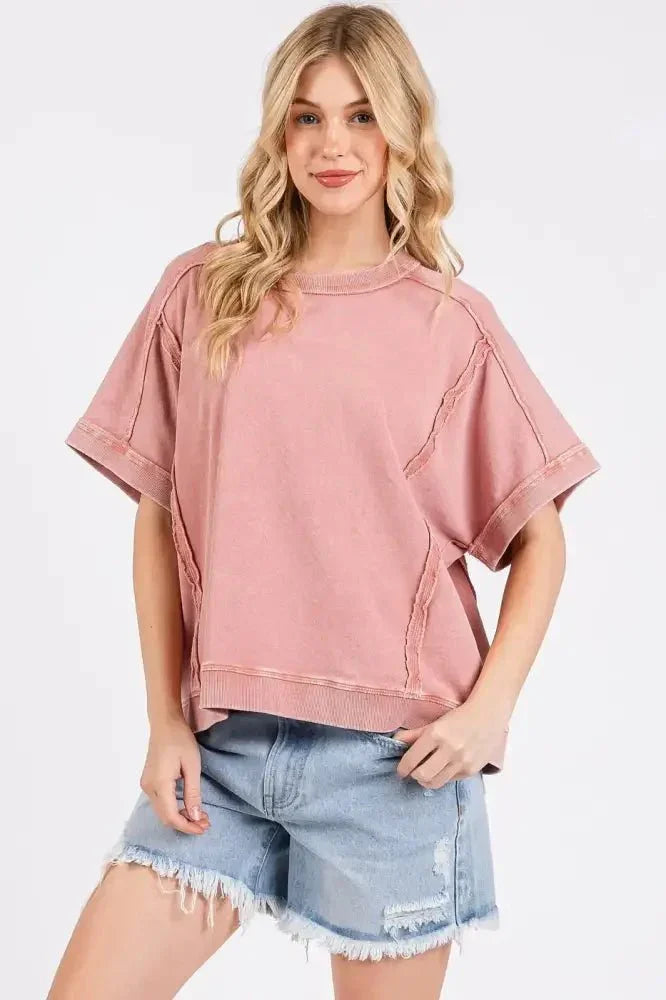 Mittoshop Mineral Wash French Terry Crew Neck Casual Top - Update AvenueT-ShirtsTrendsi10010014858174910010014858174977f7a1b0cd994d0a9d372bc76ca3d68a - Max - OriginANTIQUE PINK