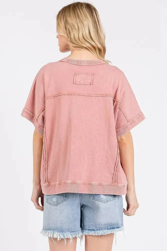 Mittoshop Mineral Wash French Terry Crew Neck Casual Top - Update AvenueT-ShirtsTrendsi100100148581749100100148581749bddbb068bb2541b0bd41713b5b713ab9 - Max - OriginANTIQUE PINK