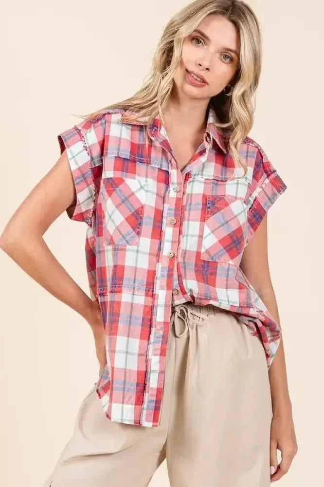 Mittoshop Mineral Wash Plaid Button Down Shirt - Update AvenueTrendsi100100049881784100100049881784bac95f49 - 8cf0 - 4b05 - 8012 - 20479977ebb3 - MaxRed